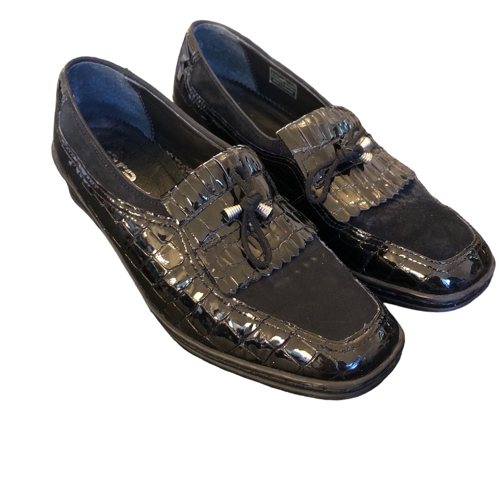 Ara Black Patent Leather Crocodile Loafers size 5 - Picture 4 of 16